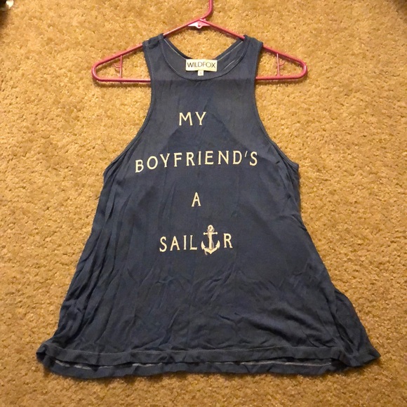 Wildfox Tops - My Boyfriend’s a Sailor Wildfox Tank